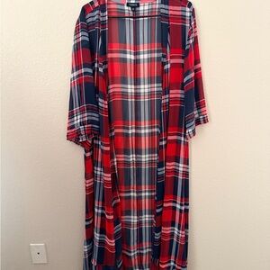 Torrid Red and Blue Plaid Kimono